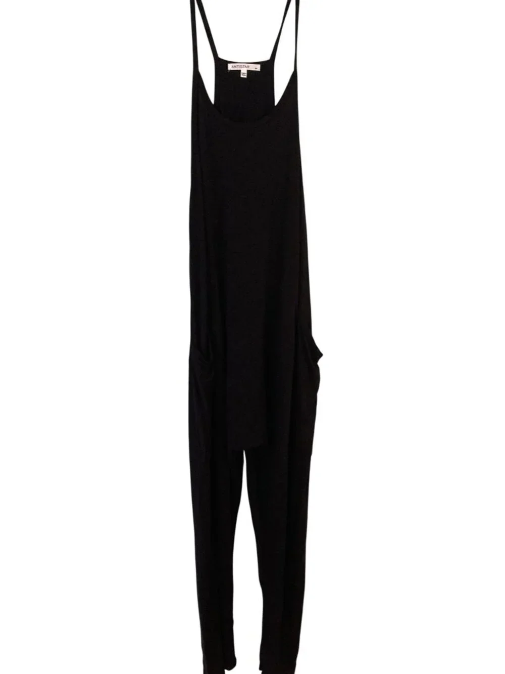 Antistar Womens Black Sleeveless Drop Crotch Jumpsuit With Pockets Size M Made i - Picture 1 of 6